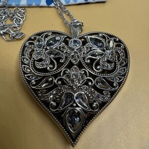 Brighton Very Large Convertible Heart Clear Swarovski Crystal Necklace